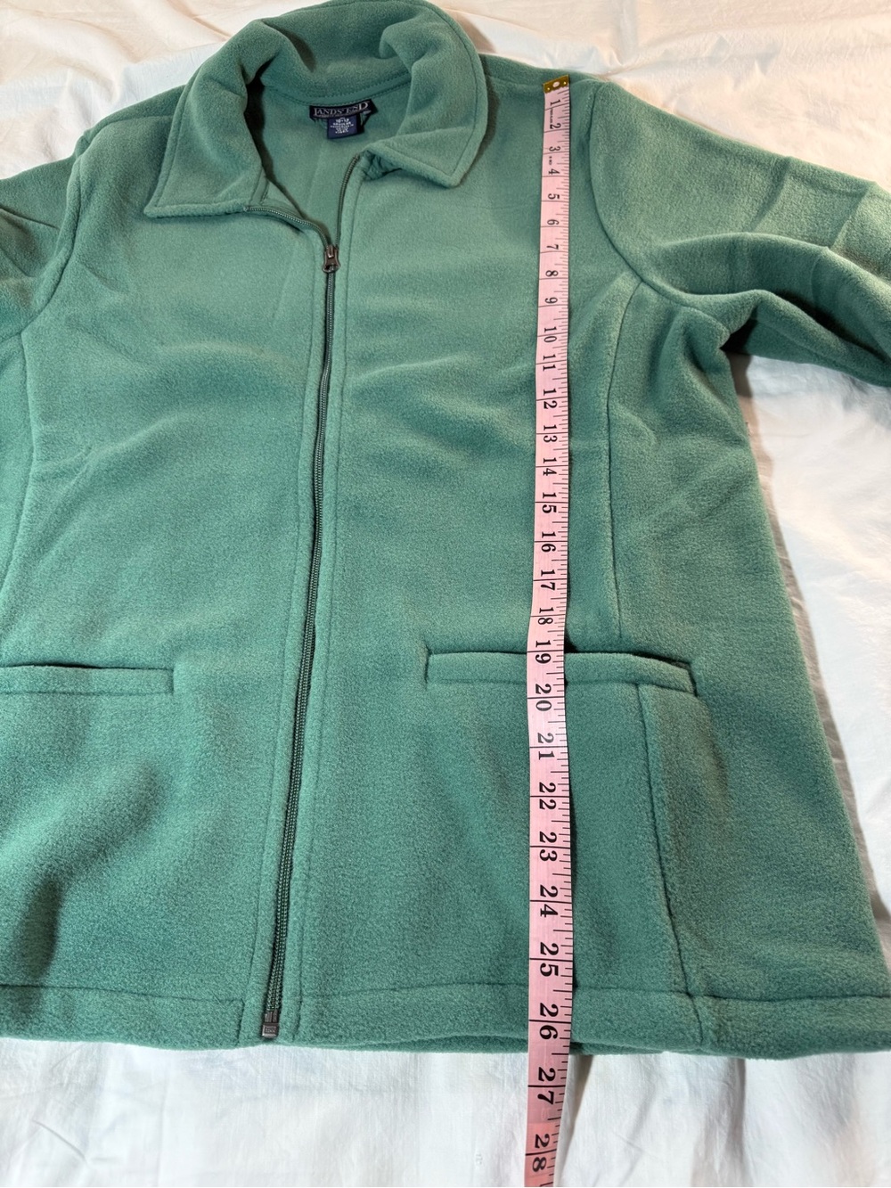 Lands' End Seafoam Green Fleece Full-Zip Jacket NWT Size Large - Picture 4 of 7